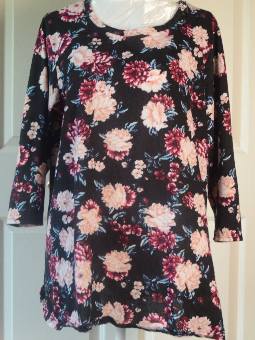 Bobbie Brooks 2X Floral Tunic Top Plus Size Soft Stretch Casual Cottagecore Boho